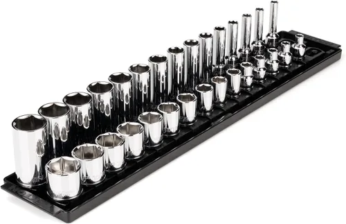 Vista 13 de TEKTON SHD91105 - Juego de llaves de vaso de 6 puntos con riel de 3/8 pulgadas de profundidad, 9 piezas (5/16 - 3/4 pulgadas)
