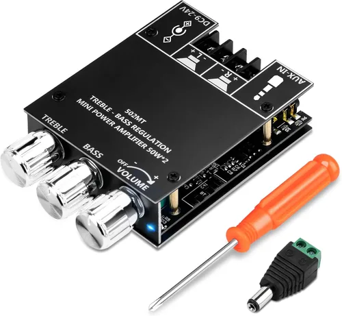 Vista 20 de Daakro 2 placas amplificadoras Bluetooth ZK-1001B, placa amplificador de canal mono de 100 W con función de emparejamiento TWS, CC 7-24 V, entrada
