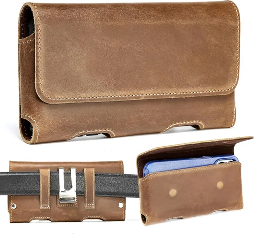 Vista 8 de Gcepls Funda de cuero para teléfono para iPhone SE, iPhone 8, 7, 6s, soporte de cinturón de cuero de vaca premium con clip para cinturón, estuche