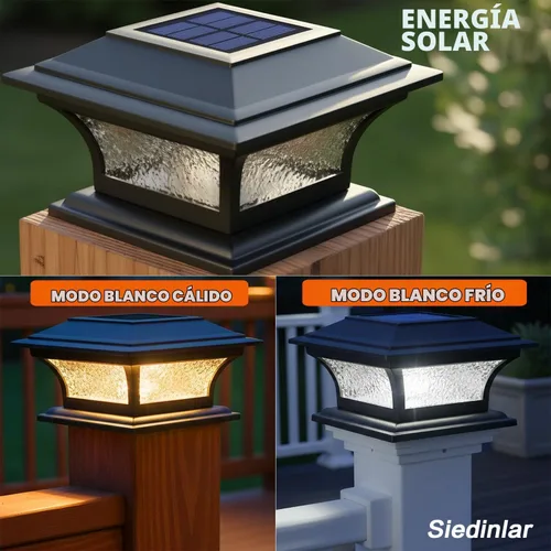 Vista 2 de SIEDiNLAR - Luces solares para postes de cristal para exteriores, 2 modos Negro