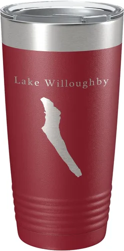 Vista 6 de Lake Willoughby Map Tumbler Travel Mug Insulated Laser Engraved Coffee Cup Vermont 20 oz Black