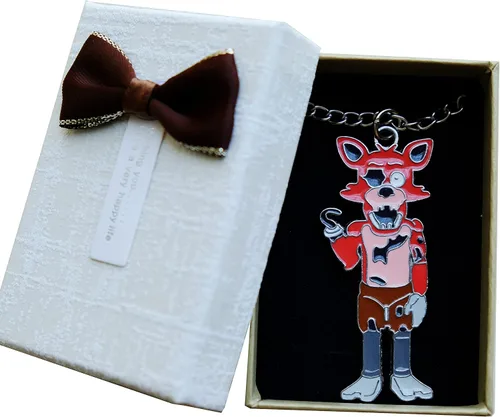 Vista 4 de Caja de regalo de joyería para fanáticos de Fnaf, collar con colgante llavero 2 en 1, regalo para niños de 5 noches Freddy, Fazbear Bonnie Free