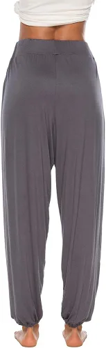 Vista 3 de AvaCostume - Pantalones de harén de corte alto para mujer, estilo hippie