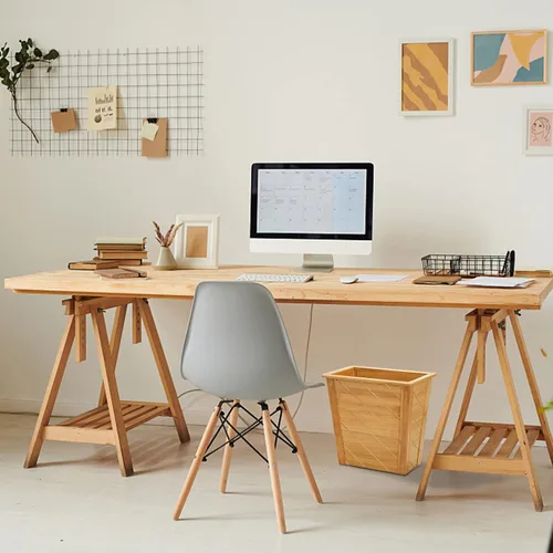Vista 5 de Frcctre Cesta de basura de bambú, rectangular, compacta, papelera de basura con asas integradas, contenedor marrón para dormitorio, oficina, sala