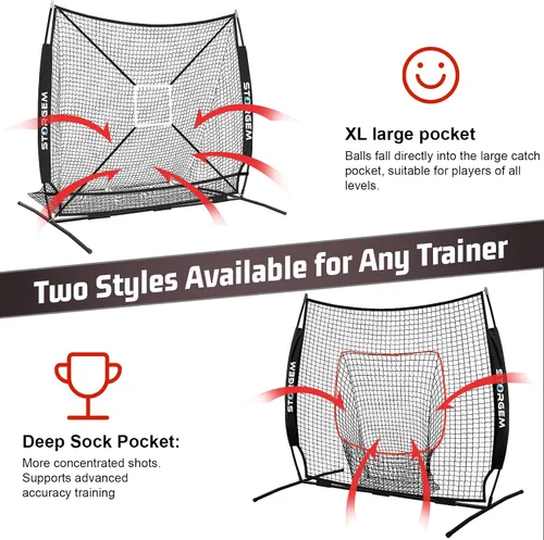 Vista 8 de Storgem 6'X6' Baseball Softball Practice Net, Portable Baseball Net for Batting, Hitting, Pitching and Fielding, Carry Bag, Strike Zone and Batting