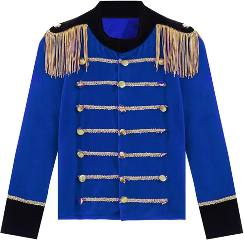 Vista 3 de Runhomal Chaqueta con borla, banda de marcha, para niños, para niños, uniforme de equipo principal, disfraz de Halloween