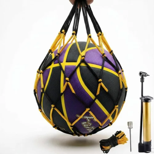 Vista 2 de Baloncesto tamaño 7 con bomba – Pelota de goma de alta calidad para interiores y exteriores para juegos de entrenamiento para mujeres y hombres