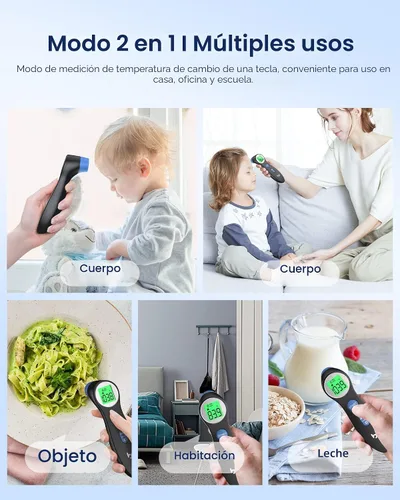 Vista 5 de Termómetro de frente para adultos y niños, termómetro digital sin contacto para bebés, lactantes y niños pequeños, alarma de fiebre de 3
