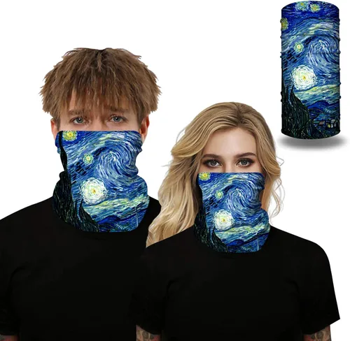 Vista 5 de GLUDEAR Bandanas sin costuras para el cuello, bufanda, diadema, bufanda, calentador de cuello al aire libre, Estilo 1-van Gogh
