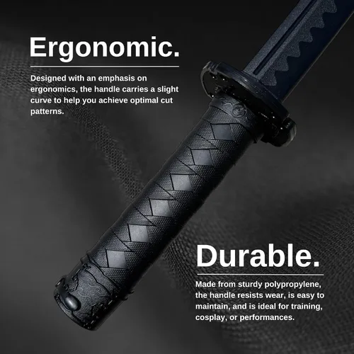 Vista 3 de E-BOGU Espada negra Katana de práctica de polipropileno (Hamon S-23.5")