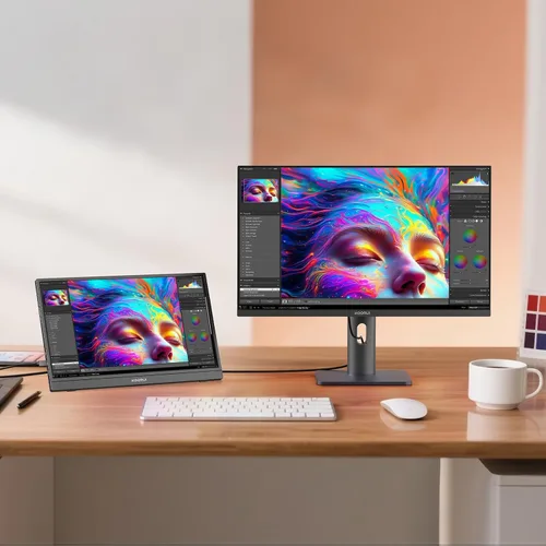 Vista 13 de KOORUI Monitor portátil de 15.6 pulgadas FHD 1080P IPS, segunda pantalla para viajes y oficina, monitor de juegos USB-C HDMI con soporte y altavoces