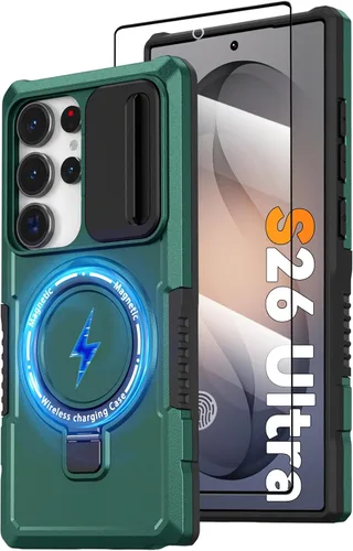 Vista 91 de Funda magnética para Samsung Galaxy Note 20 Ultra con soporte de anillo [con protector de pantalla] [Compatible con carga inalámbrica MagSafe] Funda