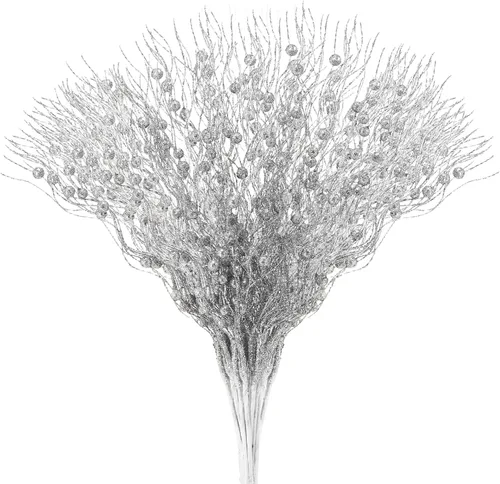 Vista 8 de Joyhalo Paquete de 24 púas y aerosoles para árbol de Navidad, decoraciones de relleno de árbol de Navidad, adornos de tallo de bayas con purpurina