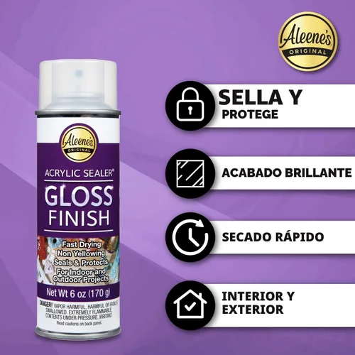 Vista 3 de Aleene's spray acrílico sellador con acabado brillante, 6 oz