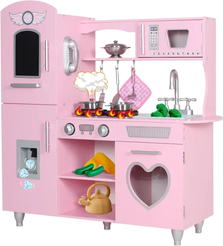 Vista 11 de TaoHFE Juego de Cocina de Juguete, Juego de Cocina Azul para Niños de 4 a 8 Años, Juego de Cocina para Niñas y Niños, Juego de Cocina de Madera