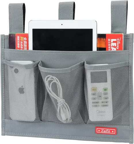 Vista 14 de Zafit Organizador colgante para mesita de noche, organizador de almacenamiento para revistas, teléfono, control remoto (4 bolsillos, negro)