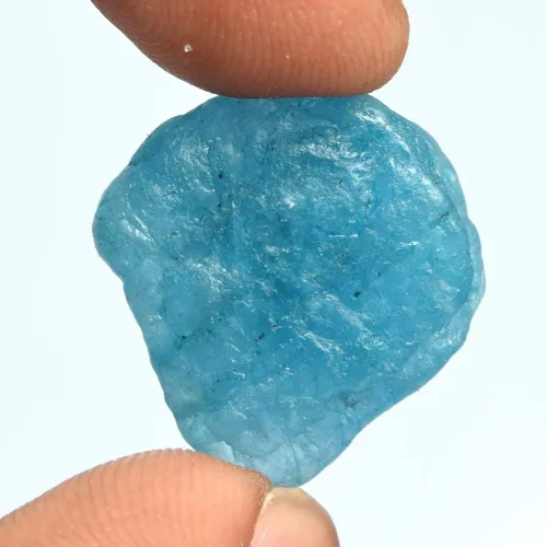 Vista 3 de GEMHUB Cristal azul aguamarina cristalina Schorl de 18.50 quilates azul aguamarina curativa cristal azul áspero, aguamarina suelta DT-298, Piedra