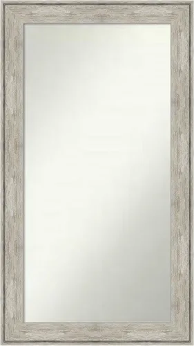 Vista 410 de Amanti Art Espejo de baño plateado para sobre el fregadero, 28 x 37 pulgadas, elegante espejo rectangular de peltre cepillado, marco de madera