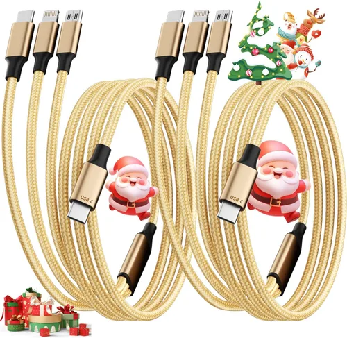 Vista 9 de Cable de Carga 4 en 1 de Carga Rápida de 65W, Cable USB C 4 en 1 Cable de Carga Múltiple USB con Chip E-Mark, Cable Cargador Múltiple para iPhone