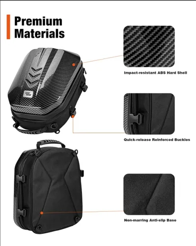 Vista 10 de Grapelet Mochila para motocicleta con carcasa rígida de ABS impermeable, bolsas de equipaje, bolsas para casco con almacenamiento ampliable, 24L-35L