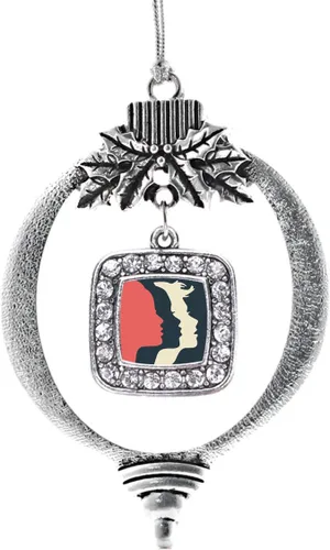 Vista 11 de Inspired Silver - Nana púrpura - Adorno de Navidad plateado - Adorno cuadrado para árbol de Navidad con circonita cúbica - Decoración colgante