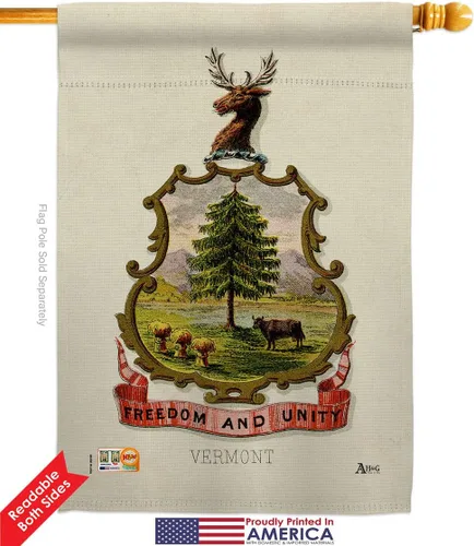 Vista 2 de Coat of arms Vermont House Flags 2 pcs Pack Americana States USA American Territories Republic Country Particular Area Small Decorative Gift Yard