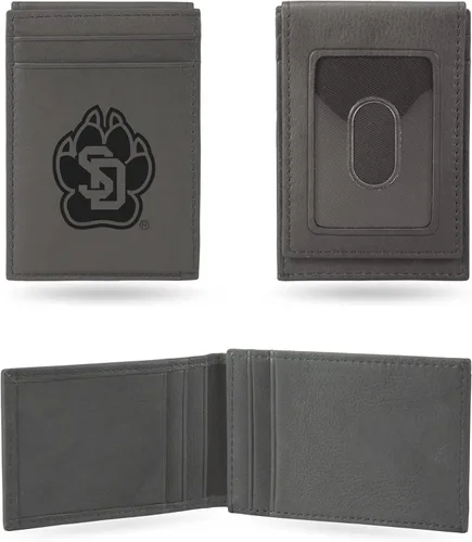 Vista 68 de Rico Industries NCAA - Cartera de bolsillo frontal grabada con láser gris, compacta, cómoda, delgada