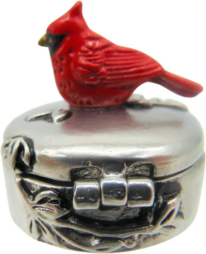 Vista 4 de Caja de baratija cardenal decorativa en miniatura con dije de oración pequeño juego conmemorativo con tarjeta 3 pulgadas