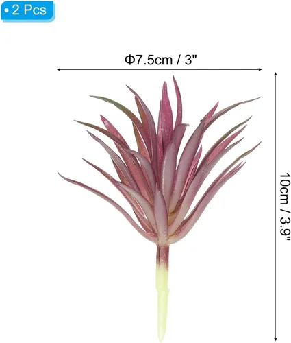 Vista 2 de PATIKIL Plantas suculentas artificiales, paquete de 2 plantas falsas pequeñas, plantas suculentas falsas sin maceta para decoración del jardín
