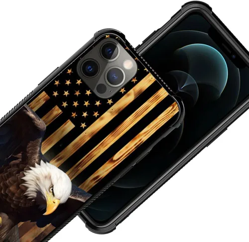 Vista 135 de Funda compatible con iPhone 8, a prueba de golpes, antiarañazos, bandera de ciervos de cola blanca de grano de madera estadounidense