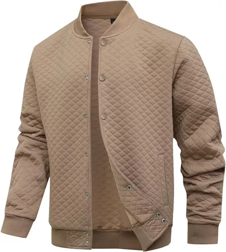 Vista 14 de Wizoat Chaqueta universitaria para hombre, chaqueta ligera casual con diseño de gofre, chaquetas bomber