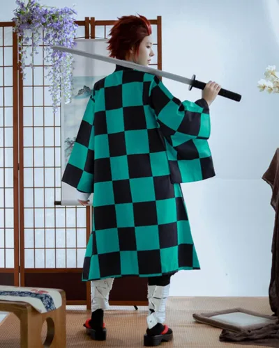 Vista 4 de Nuoqi Zentisu Tanjiro Cosplay - Disfraz de Giyuu Tomioka para adultos, disfraz de anime Shinobu para Halloween