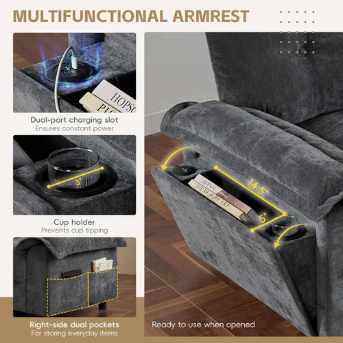 Vista 30 de Sofá modular moderno en forma de U de 115 pulgadas, juego de sofás tapizados grandes con asiento de almacenamiento, sofá cama convertible con diván