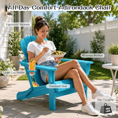 Vista 4 de Domi Folding Adirondack Chair with Cup Holder, Aruba
