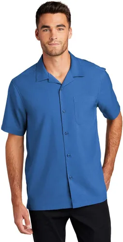 Vista 3 de Port Authority Camisa de manga corta con botones para hombre Negro