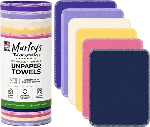 Vista 16 de Marley's Monsters Toallas sin papel - rollo de 12 unidades, toallas de papel reutilizables sin papel, de algodón, libres de árboles