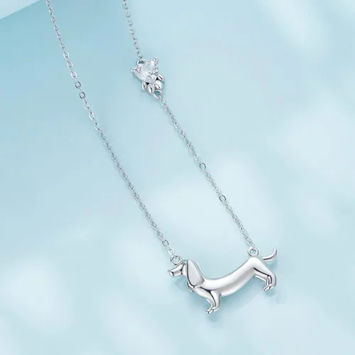 Vista 6 de MUNDELL 925 Sterling Silver Cute Dachshund Pendant Necklaces Cat Animal Necklaces for Women Fine Jewelry