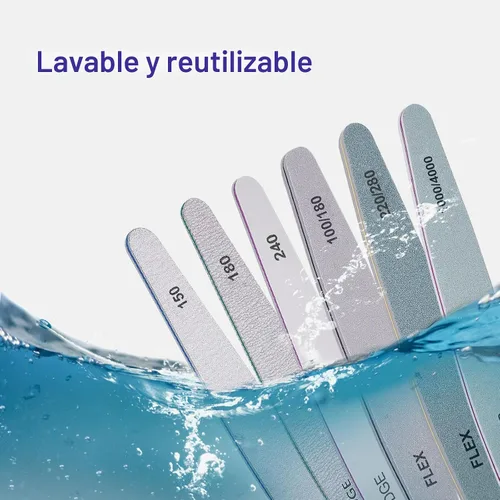 Vista 5 de Juego de lima de uñas y pulidor, set de 6 piezas, kit profesional de lima de uñas para uñas acrílicas y naturales, granos