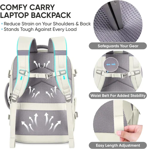 Vista 3 de BALEINE Mochila de Viaje para Mujeres y Hombres, Mochila Grande y Resistente de Equipaje de Mano para Laptop, Regalos para Negocios, Casual, Fin