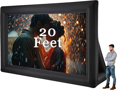 Vista 8 de Proyector inflable de 14 pies para exterior/interior, pantalla de proyector inflable con soplador de aire, compatible con proyección frontal/trasera