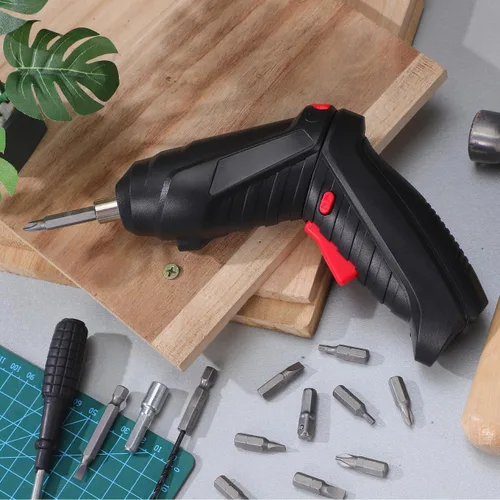Vista 3 de Destornillador inalámbrico recargable con luz LED, taladro manual eléctrico compacto con carga USB, mango ergonómico para montaje de muebles