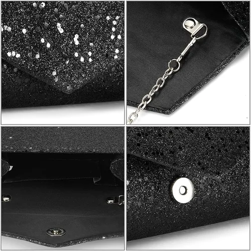 Vista 6 de CurvChic Bolso de noche para mujer, bolso de mano con diamantes de imitación, bolso de fiesta para novia y graduación