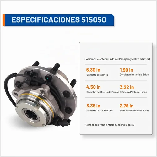 Vista 4 de MACEL 515050 Conjunto de rodamiento de cubo de rueda delantera compatible con Ford Explorer 2002-2005, Lincoln Aviator 2003-2005, Mercury
