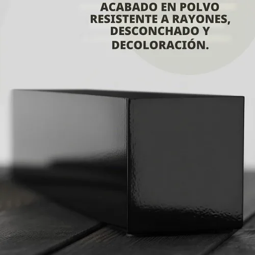 Vista 3 de Caja rectangular moderna de acero inoxidable para plantas Negro mate