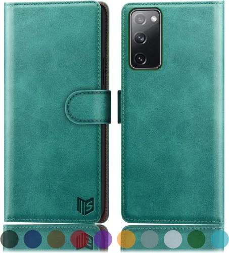 Vista 9 de SUANPOT Funda de piel tipo cartera para Samsung Galaxy S20 FE con bloqueo RFID, soporte para tarjetas de crédito, libro de folio con tapa de PU