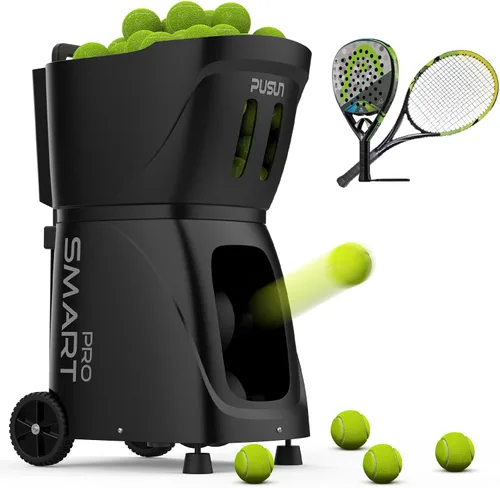 Vista 8 de PT-Smart Pro - Máquina de pelotas de tenis, lanzador de pelotas de tenis de pádel con control de aplicación/control remoto/iWatch, capacidad de 115