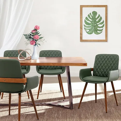 Vista 13 de LUNLING Sillas de Comedor Modernas de Mediados de Siglo de Cuero Sintético, Sillas con Asiento Tapizado y Patas de Metal, Silla de Cocina de Cuero