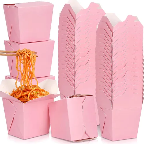 Vista 15 de Affrolling - Paquete de 100 cajas de comida chinas de 16 onzas, color rojo