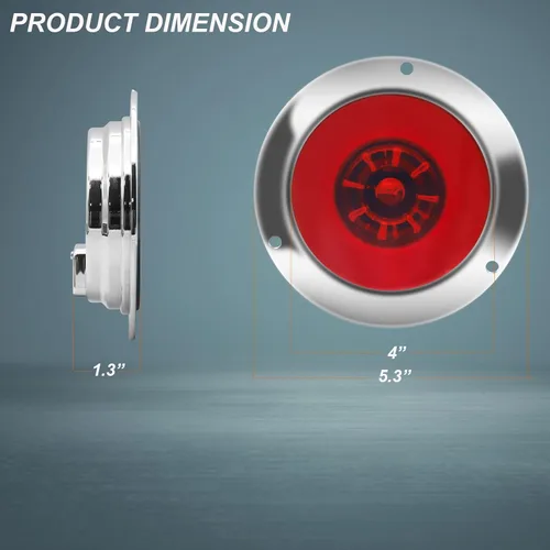 Vista 3 de Biqing 2 luces traseras redondas de 4 pulgadas, luces traseras LED rojas de 24 V, luces traseras de freno para remolque, 24 LED, montaje de brida