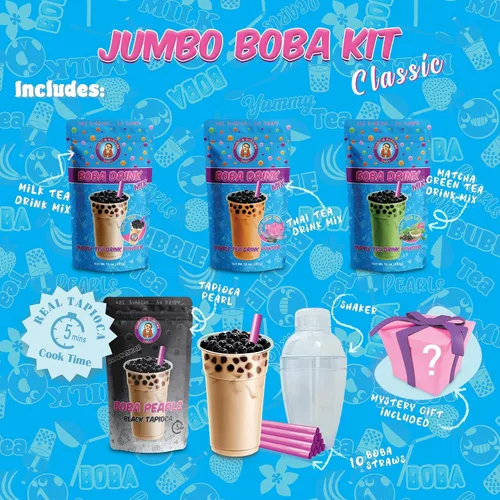 Vista 3 de Kit de té para Boba Bubble más de 30 bebidas, hazlo tú mismo con té verde latte, taro y melaza